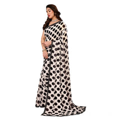 Mayawye Women's Georgette Printed Saree With Unstitched Blouse 5.5Mtr (Black)