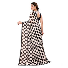 Mayawye Women's Georgette Printed Saree With Unstitched Blouse 5.5Mtr (Black)