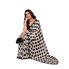 Mayawye Women's Georgette Printed Saree With Unstitched Blouse 5.5Mtr (Black)