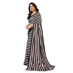 Mayawye Women's Georgette Printed Saree With Unstitched Blouse 5.5Mtr (Black)