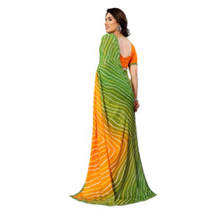 Mayawye Women's Georgette Printed Saree With Unstitched Blouse 5.5Mtr (Green)