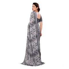 Mayawye Women's Georgette Printed Saree With Unstitched Blouse 5.5Mtr (Grey)