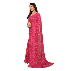 Mayawye Women's Georgette Printed Saree With Unstitched Blouse 5.5Mtr (Red)