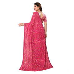 Mayawye Women's Georgette Printed Saree With Unstitched Blouse 5.5Mtr (Red)