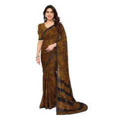Mayawye Women's Georgette Printed Saree With Unstitched Blouse 5.5Mtr (Multicolor)
