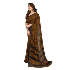 Mayawye Women's Georgette Printed Saree With Unstitched Blouse 5.5Mtr (Multicolor)