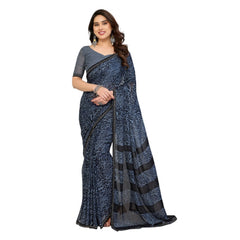Mayawye Women's Georgette Printed Saree With Unstitched Blouse 5.5Mtr (Grey)