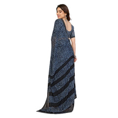 Mayawye Women's Georgette Printed Saree With Unstitched Blouse 5.5Mtr (Grey)