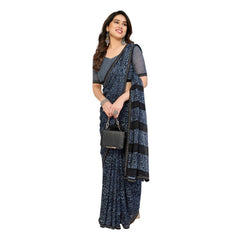 Mayawye Women's Georgette Printed Saree With Unstitched Blouse 5.5Mtr (Grey)