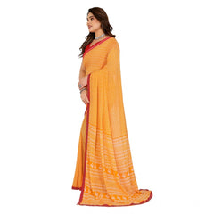 Mayawye Women's Georgette Printed Saree With Unstitched Blouse 5.5Mtr (Yellow)