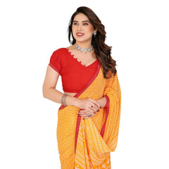 Mayawye Women's Georgette Printed Saree With Unstitched Blouse 5.5Mtr (Yellow)