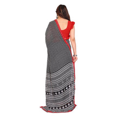 Mayawye Women's Georgette Printed Saree With Unstitched Blouse 5.5Mtr (Black)