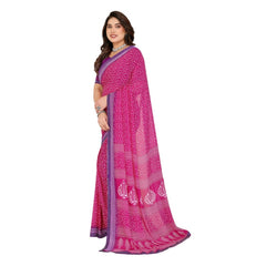 Mayawye Women's Georgette Printed Saree With Unstitched Blouse 5.5Mtr (Red)