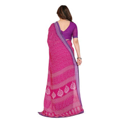 Mayawye Women's Georgette Printed Saree With Unstitched Blouse 5.5Mtr (Red)