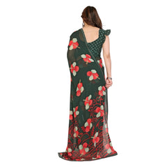 Mayawye Women's Georgette Printed Saree With Unstitched Blouse 5.5Mtr (Green)