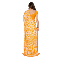 Mayawye Women's Georgette Printed Saree With Unstitched Blouse 5.5Mtr (Yellow)