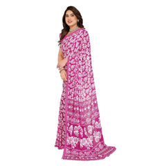Mayawye Women's Georgette Printed Saree With Unstitched Blouse 5.5Mtr (Pink)