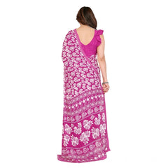 Mayawye Women's Georgette Printed Saree With Unstitched Blouse 5.5Mtr (Pink)
