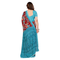Mayawye Women's Georgette Printed Saree With Unstitched Blouse 5.5Mtr (Maroon)