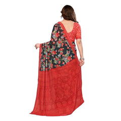 Mayawye Women's Georgette Printed Saree With Unstitched Blouse 5.5Mtr (Green)