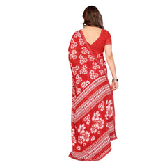 Mayawye Women's Georgette Printed Saree With Unstitched Blouse 5.5Mtr (Red)