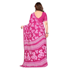 Mayawye Women's Georgette Printed Saree With Unstitched Blouse 5.5Mtr (Pink)