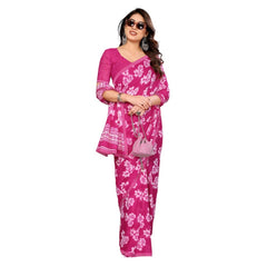 Mayawye Women's Georgette Printed Saree With Unstitched Blouse 5.5Mtr (Pink)