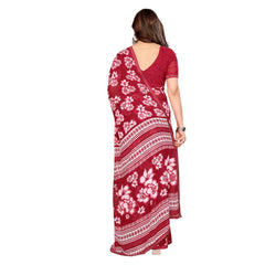 Mayawye Women's Georgette Printed Saree With Unstitched Blouse 5.5Mtr (Red)