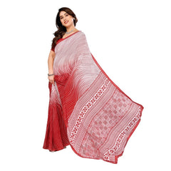 Mayawye Women's Georgette Printed Saree With Unstitched Blouse 5.5Mtr (Red)