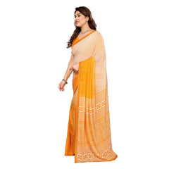 Mayawye Women's Georgette Printed Saree With Unstitched Blouse 5.5Mtr (Yellow)