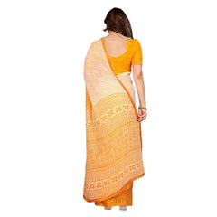 Mayawye Women's Georgette Printed Saree With Unstitched Blouse 5.5Mtr (Yellow)