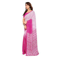 Mayawye Women's Georgette Printed Saree With Unstitched Blouse 5.5Mtr (Pink)