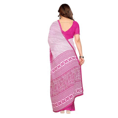 Mayawye Women's Georgette Printed Saree With Unstitched Blouse 5.5Mtr (Pink)