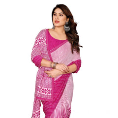 Mayawye Women's Georgette Printed Saree With Unstitched Blouse 5.5Mtr (Pink)