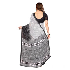 Mayawye Women's Georgette Printed Saree With Unstitched Blouse 5.5Mtr (Black)