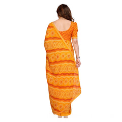 Mayawye Women's Georgette Printed Saree With Unstitched Blouse 5.5Mtr (Yellow)