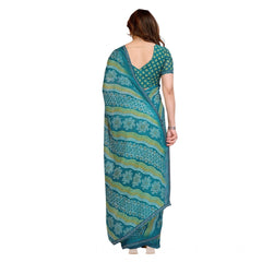 Mayawye Women's Georgette Printed Saree With Unstitched Blouse 5.5Mtr (Sky Blue)