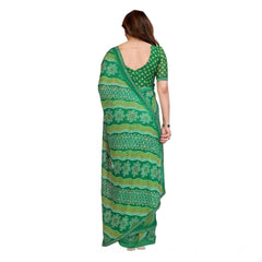 Mayawye Women's Georgette Printed Saree With Unstitched Blouse 5.5Mtr (Green)