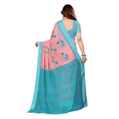 Mayawye Women's Georgette Printed Saree With Unstitched Blouse 5.5Mtr (Pink)