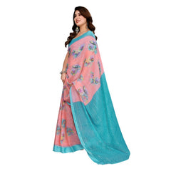 Mayawye Women's Georgette Printed Saree With Unstitched Blouse 5.5Mtr (Pink)