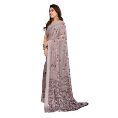 Mayawye Women's Georgette Printed Saree With Unstitched Blouse 5.5Mtr (Grey)