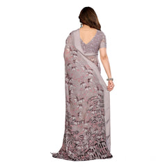 Mayawye Women's Georgette Printed Saree With Unstitched Blouse 5.5Mtr (Grey)
