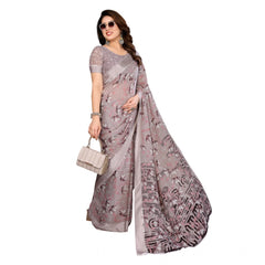 Mayawye Women's Georgette Printed Saree With Unstitched Blouse 5.5Mtr (Grey)