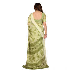 Mayawye Women's Georgette Printed Saree With Unstitched Blouse 5.5Mtr (Green)