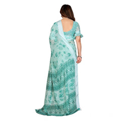Mayawye Women's Georgette Printed Saree With Unstitched Blouse 5.5Mtr (Green)