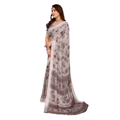 Mayawye Women's Georgette Printed Saree With Unstitched Blouse 5.5Mtr (Grey)