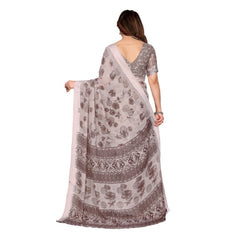 Mayawye Women's Georgette Printed Saree With Unstitched Blouse 5.5Mtr (Grey)
