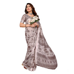 Mayawye Women's Georgette Printed Saree With Unstitched Blouse 5.5Mtr (Grey)