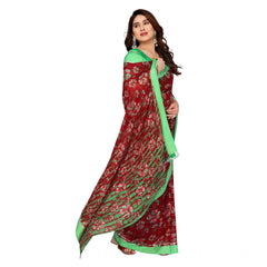 Mayawye Women's Georgette Printed Saree With Unstitched Blouse 5.5Mtr (Red)