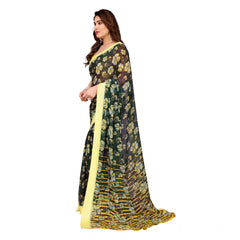 Mayawye Women's Georgette Printed Saree With Unstitched Blouse 5.5Mtr (Green)